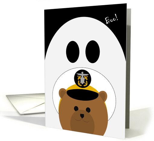 Halloween Card to Deployed Navy Officer/Male - Uniform Cap card