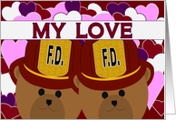 Love Sharing Our Lives/ Firefighter Couple /Happy Anniversary Husband card