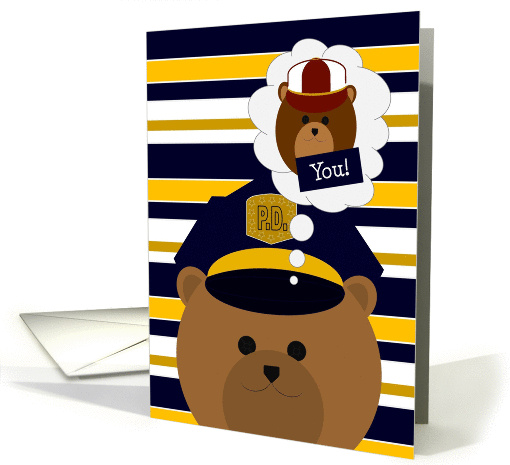 Cute Police Officer Thinking of Grandson card (1150076)