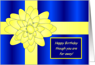 Blue Birthday Gift with Yellow Ribbon - Missing You card