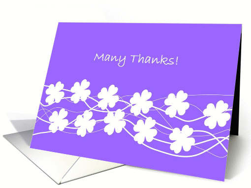 Many Thanks For Listening,  Purple with White Flowers card (879753)
