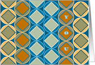 YOU! - Miss You My Love / Partner Teal & Gold Geometric Design card