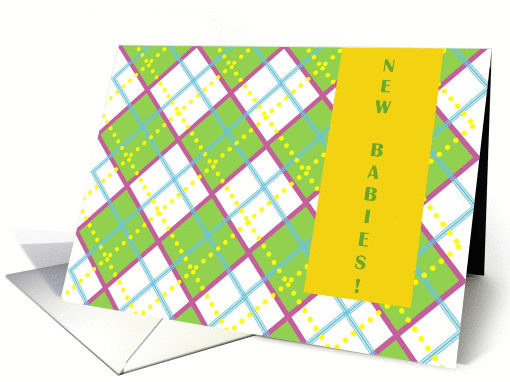 CONGRATS! New Twin Babies - Colorful Plaid card (892438)