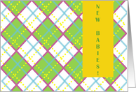 CONGRATS! New Twin Babies - Colorful Plaid card