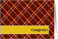 Military Promotion Congrats! - Masculine Red and Gold Plaid card