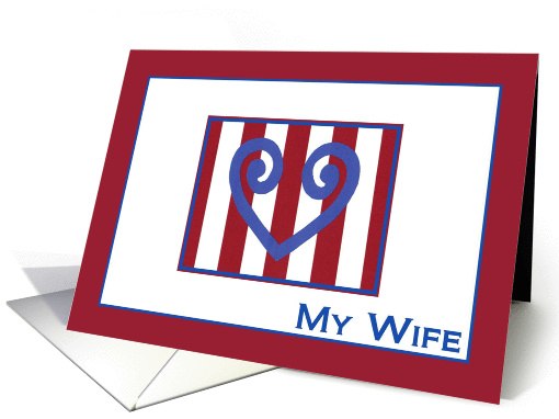 Blue Doodle Heart My Wife - Military Spouse Appreciation card (897796)