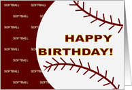 Complimentary Softball Birthday Wishes for Daughter card