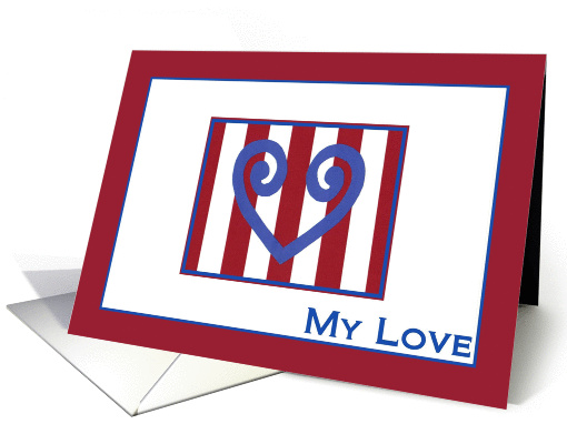 My Love - True Blue Heart - Military Separation Encouragement card