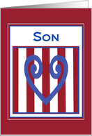 Son - True Blue Heart - Military Separation Encouragement card