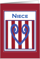 Niece - True Blue Heart - Military Separation Encouragement card