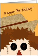 Sweet Faced Scarecrow Helps You Send Happy Birthday Harvest Wishes for Her card