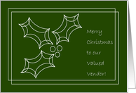 Valued Vendor - Simple Merry Christmas & Happy New Year card