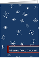 Snow Falling Makes My Mind Wander to You - Missing You Military Cousin card
