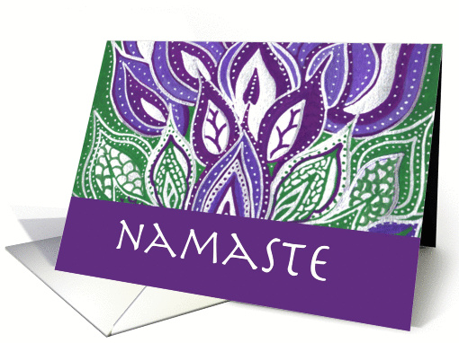 Namaste New Age Hello Artwork Sea Flowers card (1077286)