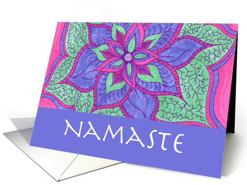 Namaste New Age Hello Artwork Pink Lotus Mandala card (1077348)