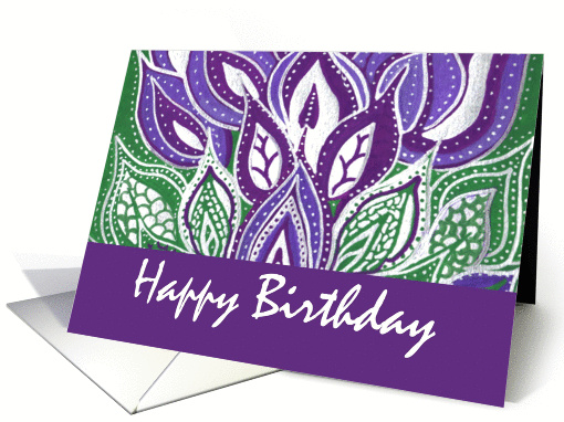 New Age Namaste Happy Birthday Artwork Sea Flowers card (1077616)