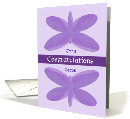 Twin Girl Grads Congratulations Purple Butterflies card (1088560)