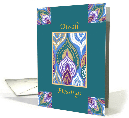 Diwali Blessings Hindu Festival Teal card (1109924)