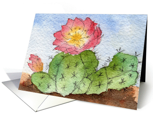 Cactus Flower - Blank Note card (977407)