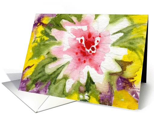 Pink Flower - Blank Note card (978181)