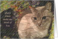 Artistic cat peacefully ponders - thinking of you card