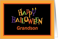 Colorful Happy Halloween Grandson card