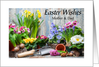 Beautiful flowers with Easter wishes for Mother and Dad card