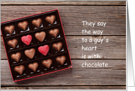 For Boyfriend The way to a guy’s heart on Valentine’s Day Chocolate or Beer card