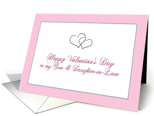 Silver tone hearts Happy Valentine's Day Son and Daughter-in-Law card