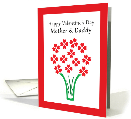 Hearts and flowers bouquet Happy Valentine's Day Mother and Daddy card