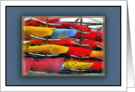 Colorful kayaks signal prostate cancer treatments card
