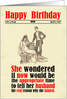 Custom Birthday Victorian Humor Pregnant Bride card