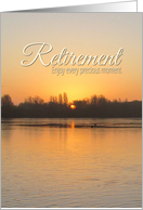Retirement Sunrise Over Misty Lake From Work Colleagues card