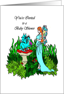 Baby Shower Invitation Pregnant Faerie and Dragon card