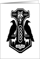 Pagan Thor’s Hammer with Ravens card