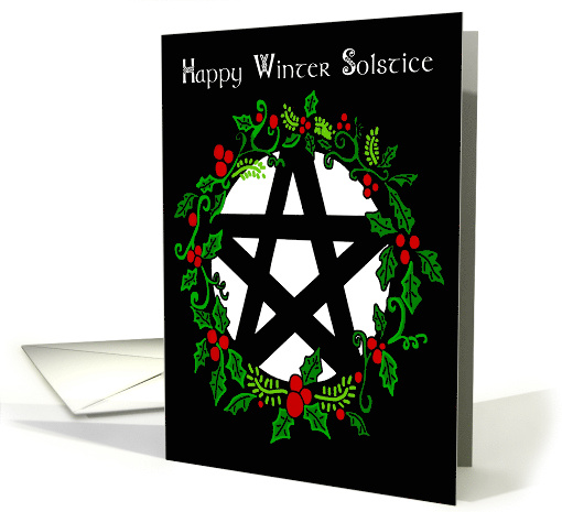 Happy Winter Solstice Pentacle and Holly card (1688718)