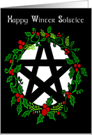 Happy Winter Solstice Pentacle and Holly card