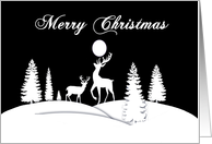 Merry Christmas Deer and Forest Under Full Moon card