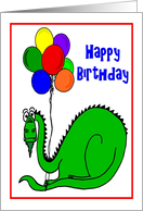 Happy Birthday Dragon with Balloons card