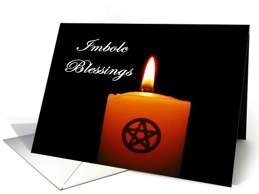 Imbolc Blessings Candle with Pentacle card (892114)