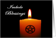 Imbolc Blessings Candle with Pentacle card