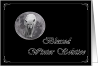 Blessed Winter Solstice Full Moon Wolf card