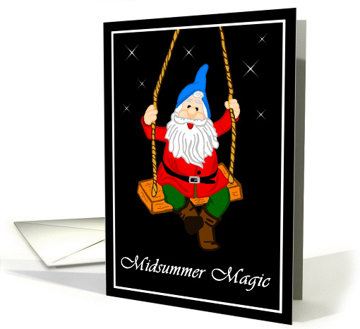 Midsummer Magic Gnome on a Swing card (905516)