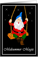 Midsummer Magic Gnome on a Swing card