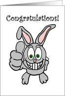 Congratulations Thumbs Up Smiling Bunny card