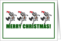 Merry Christmas Dancing Horses with Santa hats card