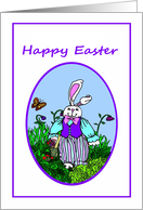 Happy Easter Bunny and Flowers card