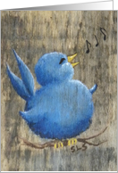 Happy Little Blue Bird Sings a Cheerful Tune, Blank Note card