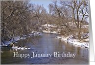 January Happy Birthday Snowy River Greeting card