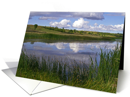 North Dakota Lake White Clouds At Morning Blank Note card (817107)